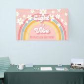 Retro Rainbow Acht is een Vibe Groovy 8e verjaarda Spandoek (Beurs)