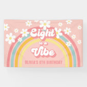 Retro Rainbow Acht is een Vibe Groovy 8e verjaarda Spandoek (Horizontaal)