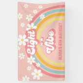Retro Rainbow Acht is een Vibe Groovy 8e verjaarda Spandoek (Verticaal)