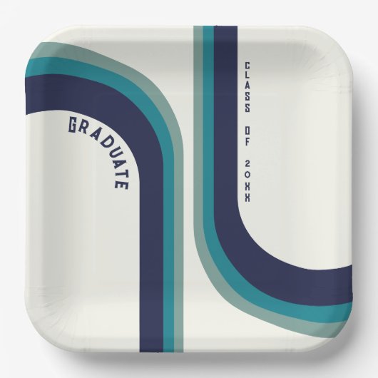 Retro Rainbow Arch Afstudeerfeest Papieren Bordje (Voorkant)