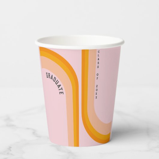 Retro Rainbow Arch Afstuderen Papieren Bekers (Achterkant)