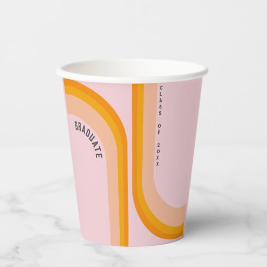 Retro Rainbow Arch Afstuderen Papieren Bekers (Voorkant)