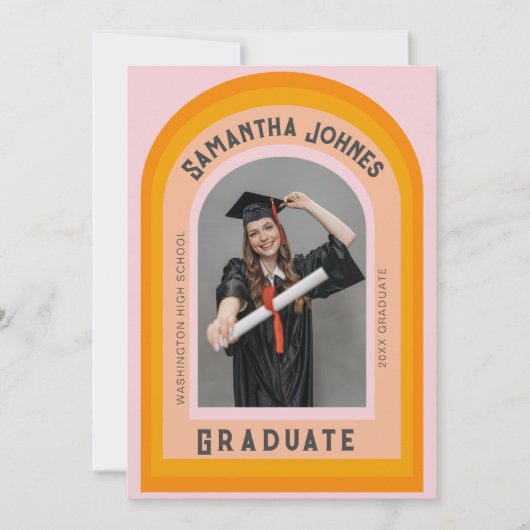 Retro Rainbow Arch Foto Afstuderen Aankondiging (Voorkant)