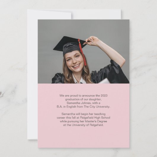 Retro Rainbow Arch Foto Afstuderen Aankondiging (Achterkant)