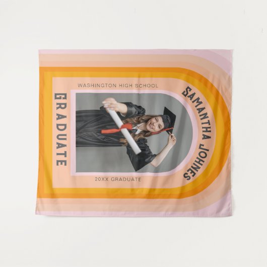 Retro Rainbow Arch Foto Afstuderen Achtergronden Wandkleed (Voorkant (horizontaal))