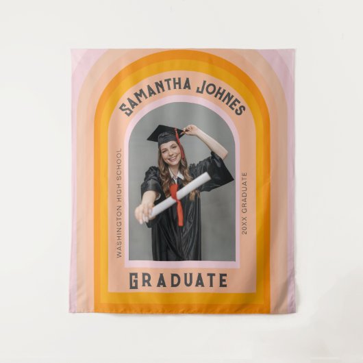 Retro Rainbow Arch Foto Afstuderen Achtergronden Wandkleed (Voorkant)