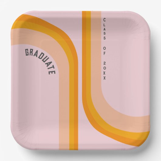 Retro Rainbow Arch Foto Afstuderen Papieren Bordje (Voorkant)