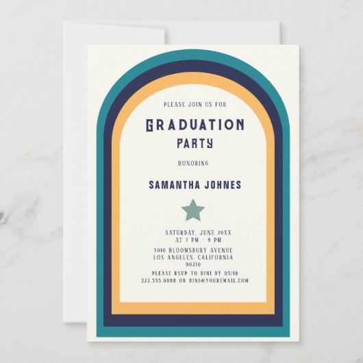 Retro Rainbow Arch Foto Geslaagd Kaart (Achterkant)