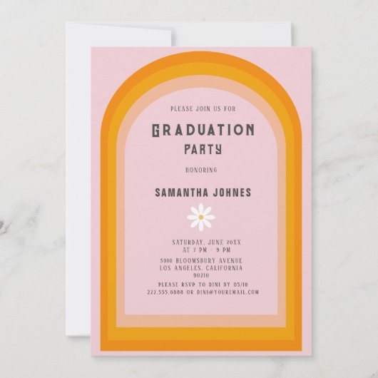 Retro Rainbow Arch Foto Geslaagd Kaart (Achterkant)