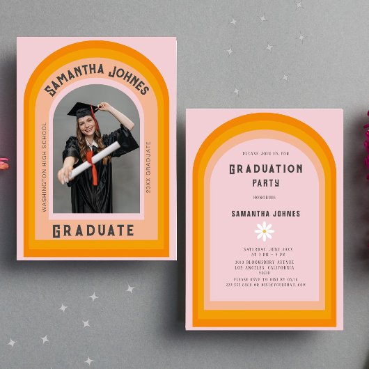 Retro Rainbow Arch Foto Geslaagd Kaart