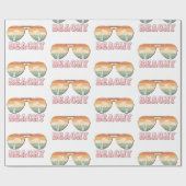 Retro Rainbow Beachy-zonnebril met palmbomen Cadeaupapier (Vlak)
