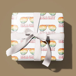 Retro Rainbow Beachy-zonnebril met palmbomen Cadeaupapier