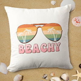 Retro Rainbow Beachy-zonnebril met palmbomen Kussen