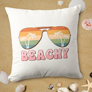 Retro Rainbow Beachy-zonnebril met palmbomen Kussen