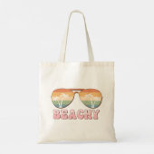 Retro Rainbow Beachy-zonnebril met palmbomen Tote Bag (Achterkant)