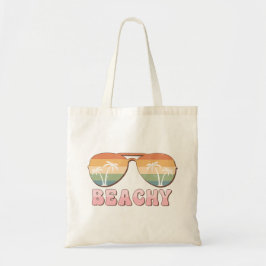 Retro Rainbow Beachy-zonnebril met palmbomen Tote Bag