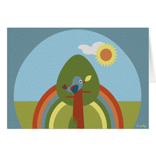 Retro Rainbow Bird (Voorkant Horizontaal)