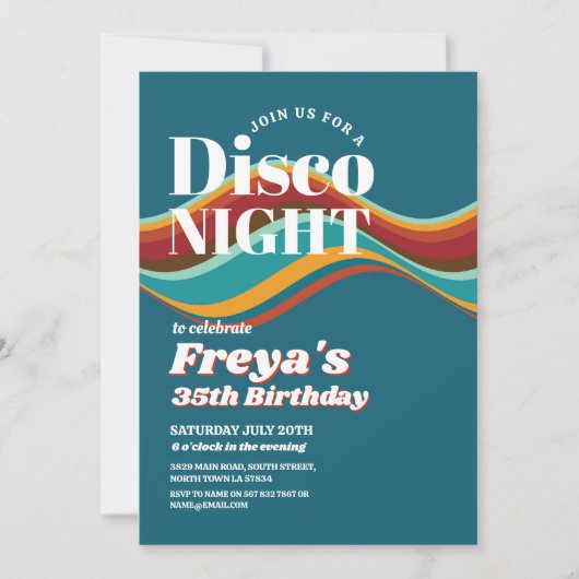 Retro Rainbow Birthday 60s 70s 80s  Party Kaart (Voorkant)