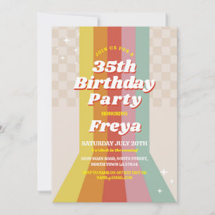 Retro Rainbow Birthday 60s 70s 80s  Party Kaart