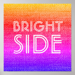 Retro Rainbow Bright Side Happy Motivatie Poster