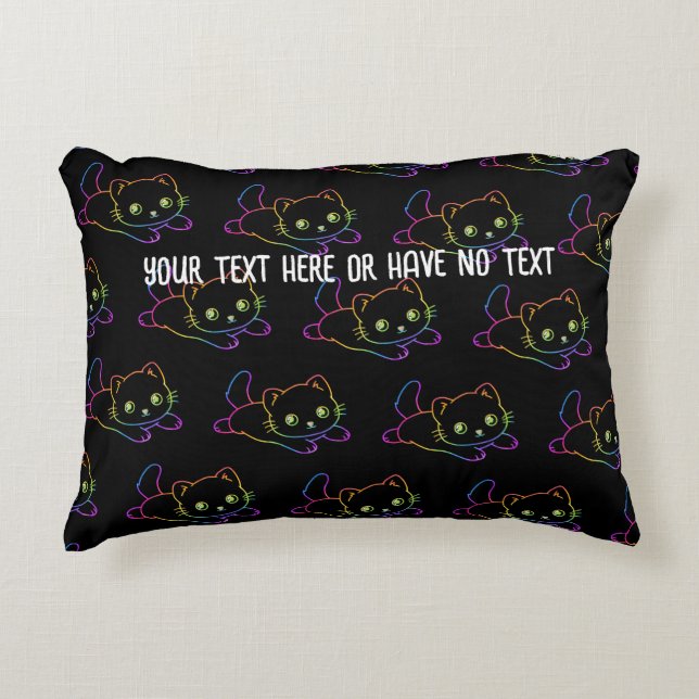 Retro Rainbow Cat Kawaii Animal Magical Kitten Accent Kussen (Voorkant)