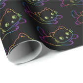 Retro Rainbow Cat Kawaii Animal Magical Kitten Cadeaupapier (Rol Hoek)