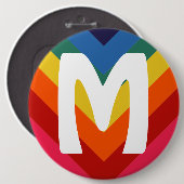 Retro Rainbow Chevron Monogram Ronde Button 6,0 Cm (Voorkant /achterkant)