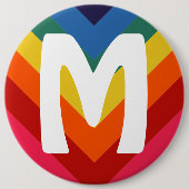 Retro Rainbow Chevron Monogram Ronde Button 6,0 Cm (Voorkant)