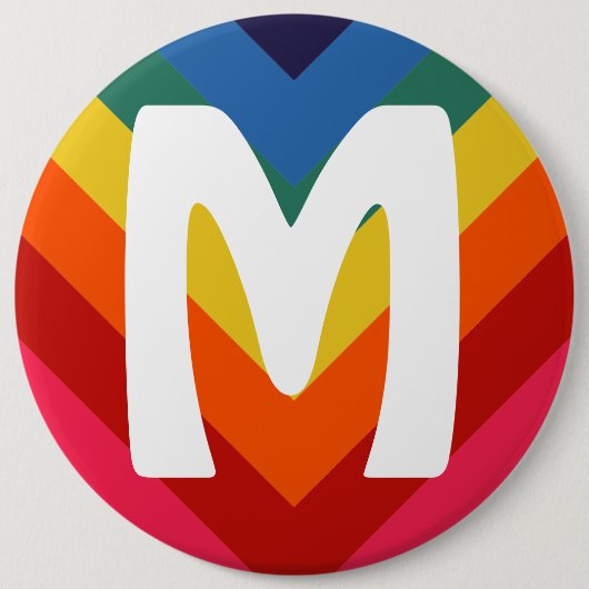 Retro Rainbow Chevron Monogram Ronde Button 6,0 Cm (Voorkant)