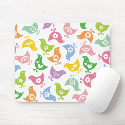 Retro Rainbow Chicken Fun Pattern Custom Mousepad Muismat (Met muis)