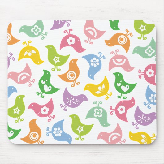 Retro Rainbow Chicken Fun Pattern Custom Mousepad Muismat (Voorkant)
