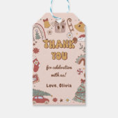 Retro Rainbow Christmas Groovy Verjaardagscadeau L Cadeaulabel (Voorkant)