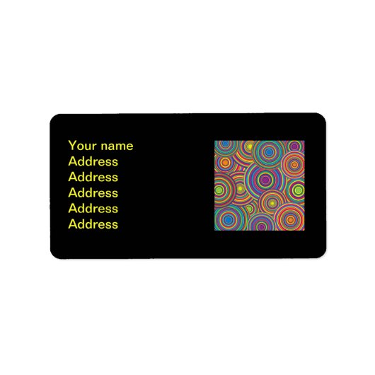 Retro Rainbow Circles Patroon Etiket (Voorkant)
