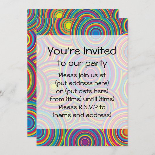 Retro Rainbow Circles Patroon Kaart (Voorkant / Achterkant)