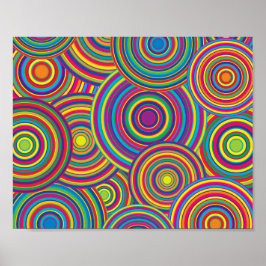 Retro Rainbow Circles Patroon Poster