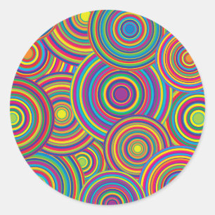 Retro Rainbow Circles Patroon Ronde Sticker