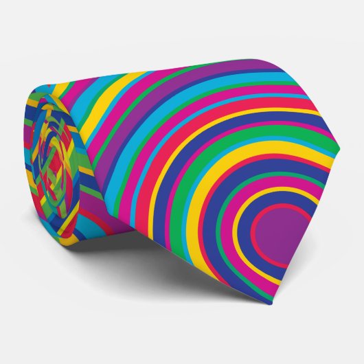 Retro Rainbow Circles Patroon Stropdas (Opgerold)