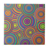 Retro Rainbow Circles Patroon Tegeltje (Voorkant)
