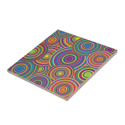 Retro Rainbow Circles Patroon Tegeltje (Zijkant)