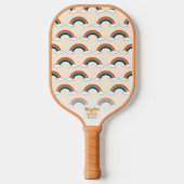 Retro Rainbow Cloud Pattern Custom Text Cool Pickleball Paddle (Voorkant)