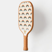 Retro Rainbow Cloud Pattern Custom Text Cool Pickleball Paddle (Links)