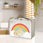 Retro Rainbow Clouds Faux Gold Unicorn Name Kinder