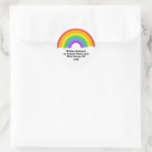 Retro Rainbow & Clouds Rond retour adreslabel Ronde Sticker (Tas)