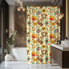 Retro Rainbow Curtain 70s Pastel Bathroom Joy Douchegordijn