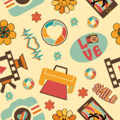 Retro Rainbow Curtain 70s Pastel Bathroom Joy Douchegordijn