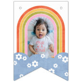 Retro Rainbow & Daisies Birthday Bunting Banner (Eerste vlag)