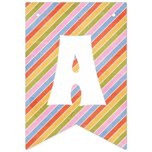 Retro Rainbow & Daisies Birthday Bunting Banner (Derde vlag)
