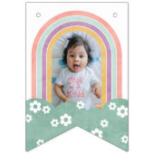 Retro Rainbow & Daisies Birthday Bunting Banner (Eerste vlag)