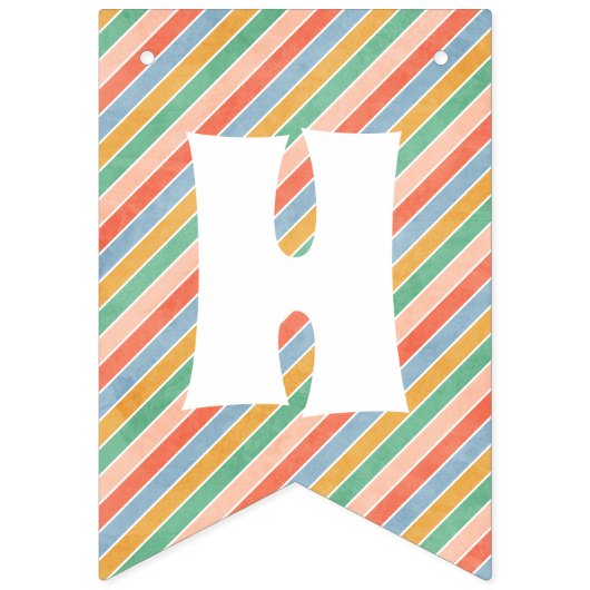 Retro Rainbow & Daisies Birthday Bunting Banner (Tweede vlag)