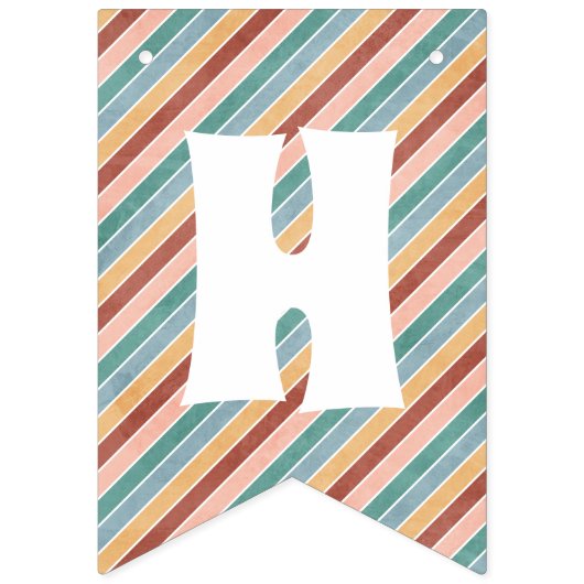 Retro Rainbow & Daisies Birthday Bunting Banner (Tweede vlag)